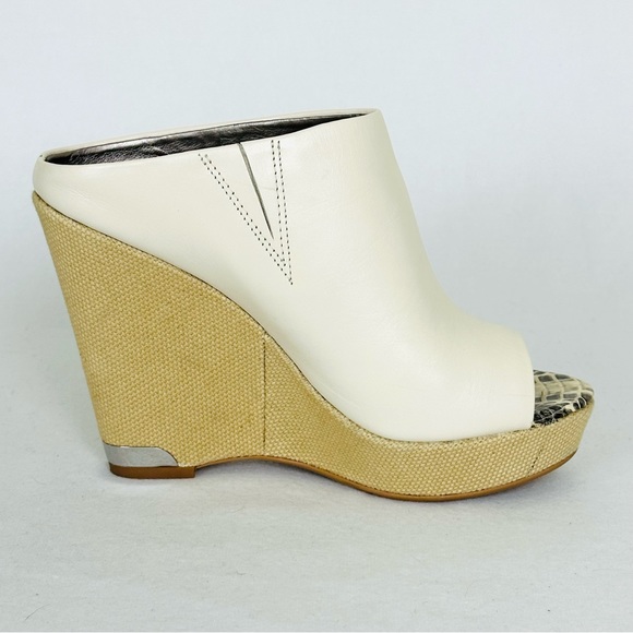 SAM EDELMAN Kylie Cream Leather Platform Espadrille style wedge heels, Size 7 - Picture 9 of 16